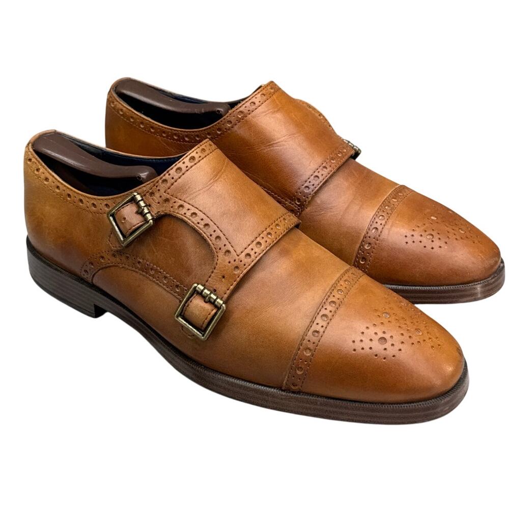 Cole Haan Jefferson Grand British Tan Leather Monk Strap Dress Shoe Men 7.5